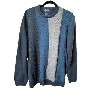 Vintage Arnold Palmer Sweater Mens L Golf Grandpa Blue Gray Neutral Cabin Cozy